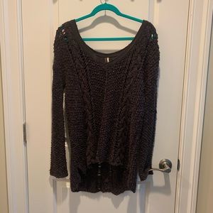 Free people sweater, chocolate brown cable knit